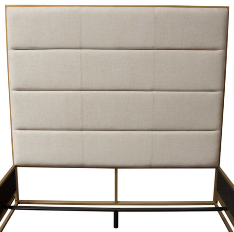 Empire Queen Bed With Gold Metal Frame, Sand Fabric By Diamond Sofa