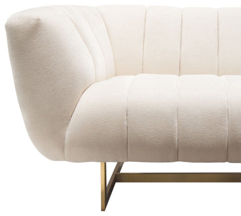 Venus Cream Fabric Sofa With Contrasting Pillows and Gold Finished Metal Base By Diamond Sofa