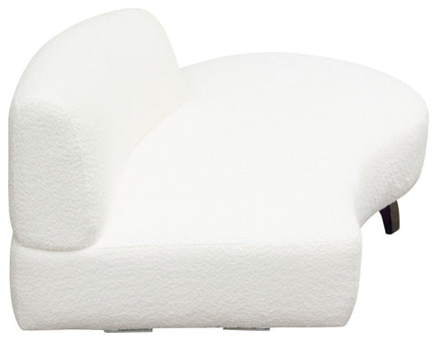 Vesper Curved Armless Right Chaise, Faux White Shearling, Black Wood Leg Base By Diamond Sofa