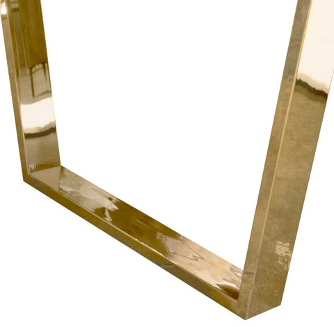 Rectangular Dining Table w/ White Lacquer Top and Polished Gold Metal Base By Diamond Sofa