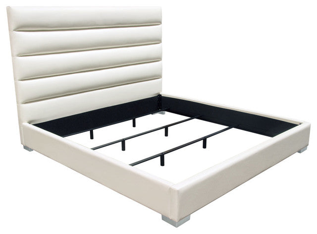 Bardot Channel Tufted Eastern King Bed, White Leatherette By Diamond Sofa