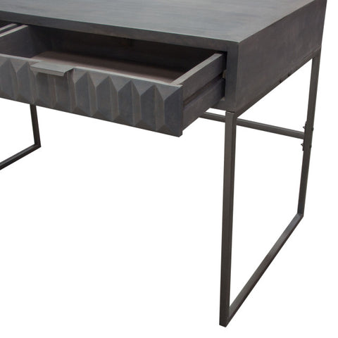Spectrum 2-Drawer Solid Mango Wood Desk, Smoke Gray With Gun Metal Finished Legs By Diamond Sofa