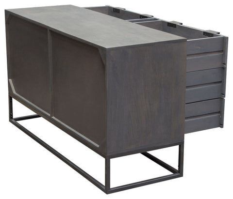 Spectrum 6-Drawer Solid Mango Wood Dresser, Smoke Gray, Gun Metal Finished Legs By Diamond Sofa