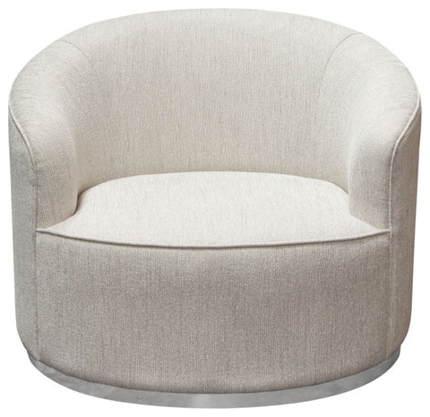 Raven Chair in Light Cream Fabric Brushed Silver Accent Trim By Diamond Sofa