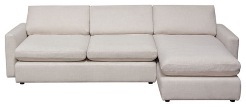 Arcadia 2PC Reversible Chaise Sectional Feather Down Seating in Cream Fabric By Diamond Sofa