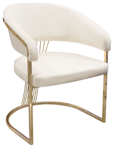 Solstice Dining Chair, Cream Velvet With Polished Gold Metal Frame By Diamond Sofa