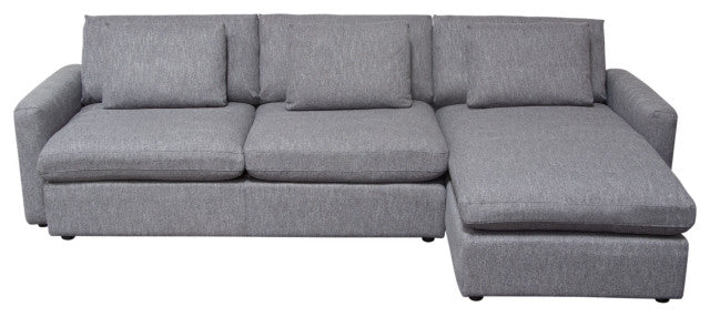 Arcadia 2PC Reversible Chaise Sectional in Grey Fabric By Diamond Sofa
