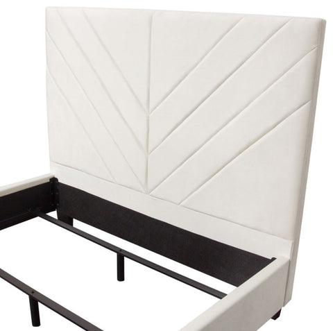 Vogue Eastern King Bed With 54" Headboard, Light Cream Velvet By Diamond Sofa