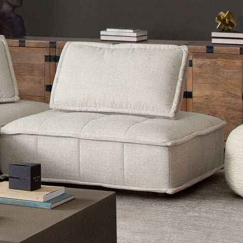 Platform Square Modular Lounger in Light Sand Fabric By Diamond Sofa