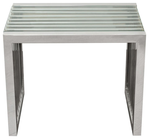 SOHO Rectangular Stainless Steel End Table Clear, Tempered Glass Top By Diamond Sofa