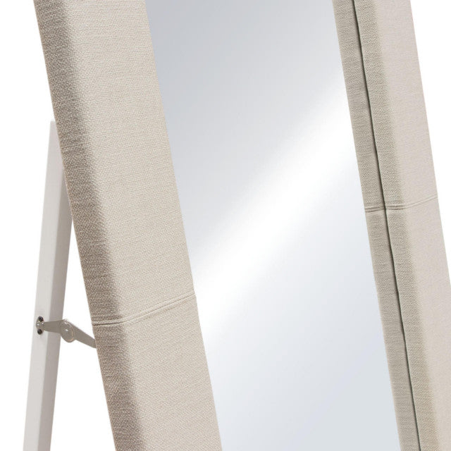 Luxe Free-Standing Mirror in Sand Linen Fabric By Diamond Sofa
