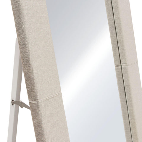 Luxe Free-Standing Mirror in Sand Linen Fabric By Diamond Sofa