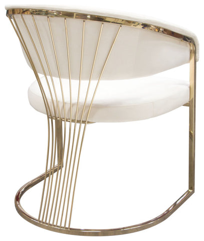 Solstice Dining Chair, Cream Velvet With Polished Gold Metal Frame By Diamond Sofa