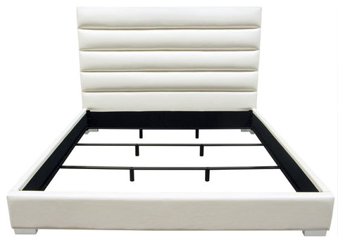 Bardot Channel Tufted Eastern King Bed, White Leatherette By Diamond Sofa