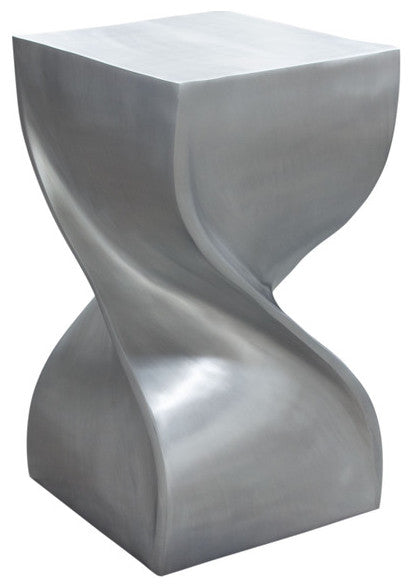 Spire Square Accent Table in Casted Aluminum in Nickel Finish By Diamond Sofa
