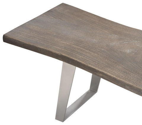 Titan Solid Acacia Wood Accent Bench in Espresso Finish w/ Silver Metal By Diamond Sofa