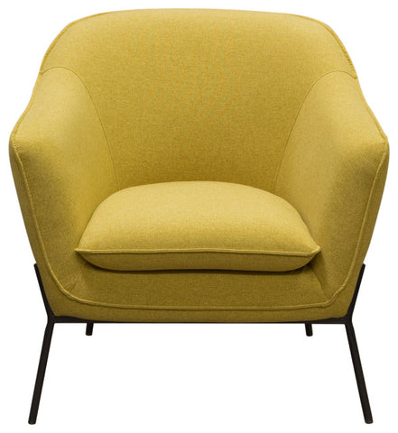 Status Accent Chair in Yellow Fabric with Metal Leg By Diamond Sofa