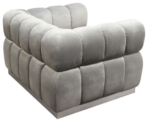 Image Low Profile Chair, Platinum Gray Velvet With Brushed Silver Base By Diamond Sofa