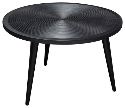 Vortex Round Cocktail Table in Solid Mango Wood Top in Black Finish & Iron Legs By Diamond Sofa