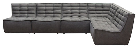 Marshall 5PC Corner Modular Sectional Scooped Seat in Grey Fabric By Diamond Sofa