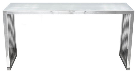 SOHO Rectangular Stainless Steel Console Table Clear, Tempered Glass Top By Diamond Sofa