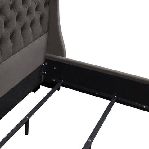 Park Avenue Eastern King Bed With Vintage Wing, Smoke Gray Velvet By Diamond Sofa