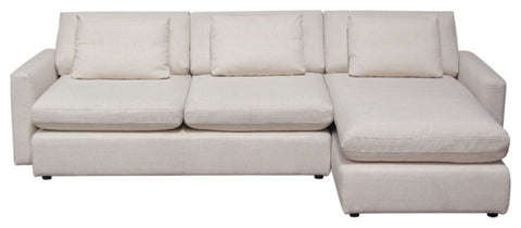 Arcadia 2PC Reversible Chaise Sectional Feather Down Seating in Cream Fabric By Diamond Sofa