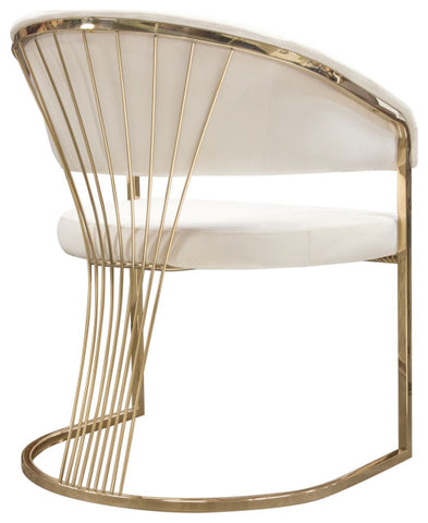 Solstice Dining Chair, Cream Velvet With Polished Gold Metal Frame By Diamond Sofa