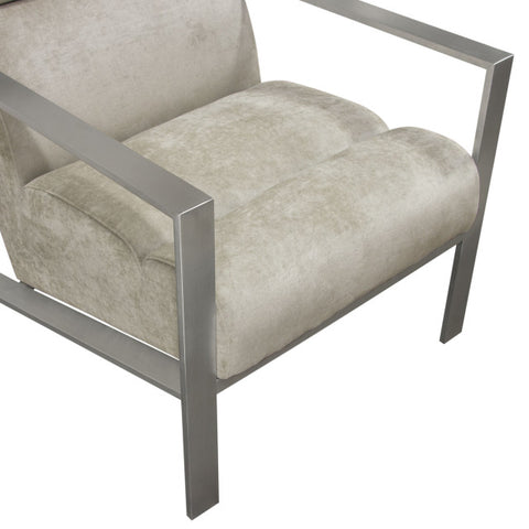La Brea Accent Chair in Champagne Fabric with Brushed Stainless Steel Frame By Diamond Sofa