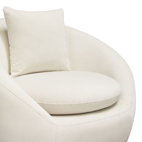 Celine Swivel Accent Chair, Light Cream Velvet With Brushed Gold Accent Band By Diamond Sofa
