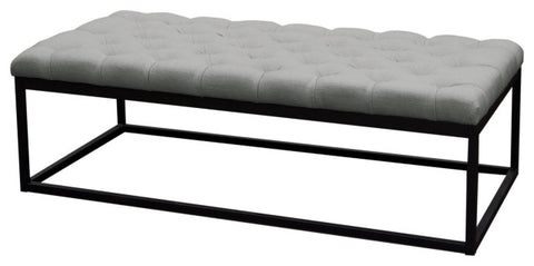 Mateo Black Powder Coat Metal Large Linen Tufted Bench - Grey By Diamond Sofa
