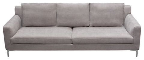 Seattle Loose Back Sofa in Grey Polyester Fabric Polished Silver Metal Leg By Diamond Sofa