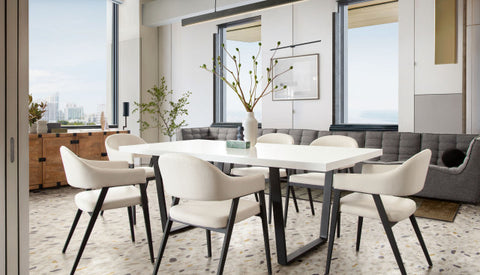 Adele Dining Accent Chairs, Set of 2, Cream Fabric, Metal Frame By Diamond Sofa