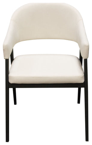 Adele Dining Accent Chairs, Set of 2, Cream Fabric, Metal Frame By Diamond Sofa