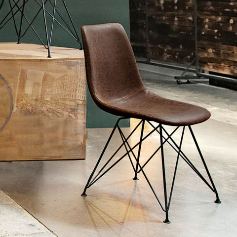 Theo Set of 4 Dining Chairs, Chocolate Leatherette With Black Metal Base By Diamond Sofa