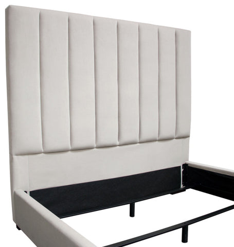 Venus Vertical Channel Tufted Eastern King Bed in Light Grey Velvet By Diamond Sofa