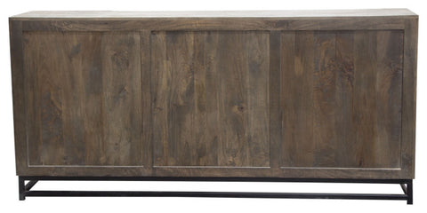 Bastille 76" 4-Door Solid Mango Wood Sideboard, Walnut With Black Iron Legs By Diamond Sofa