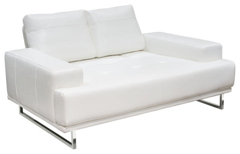 Russo Loveseat Adjustable Seat Backs in White Air Leather By Diamond Sofa