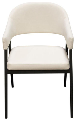 Adele Set of Two Dining/Accent Chairs in Cream Fabric w/ Black Powder Coated By Diamond Sofa