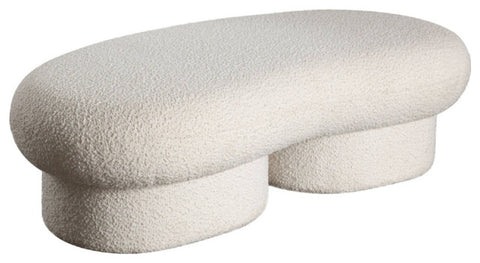 Wave Curved Accent Bench in Ivory Boucle Fabric By Diamond Sofa