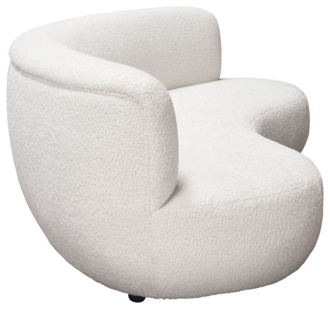 Simone Curved Sofa, White Faux Sheepskin Fabric By Diamond Sofa