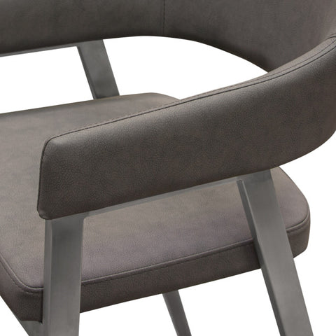 Set of Two Counter Height Chairs, Grey Leatherette With Brushed Steel Leg By Diamond Sofa