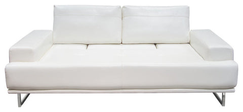 Russo Sofa With Adjustable Seat Backs, White Air Leather By Diamond Sofa