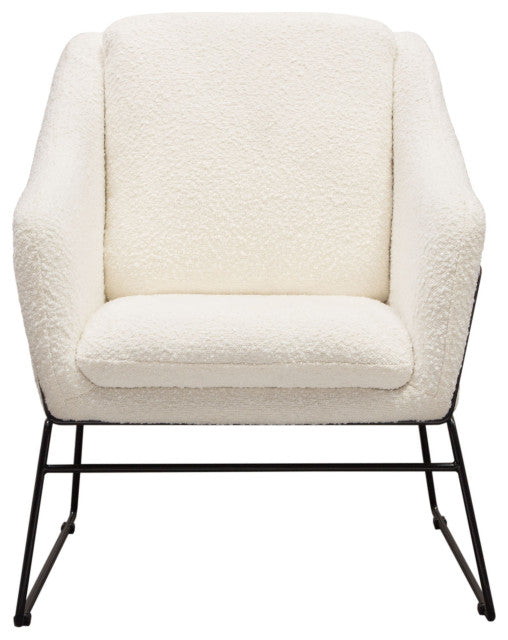 Bryce Accent Chair, Ivory Boucle wrapped, Black Powder Coated Metal Frame By Diamond Sofa