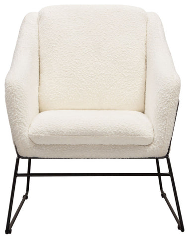 Bryce Accent Chair, Ivory Boucle wrapped, Black Powder Coated Metal Frame By Diamond Sofa
