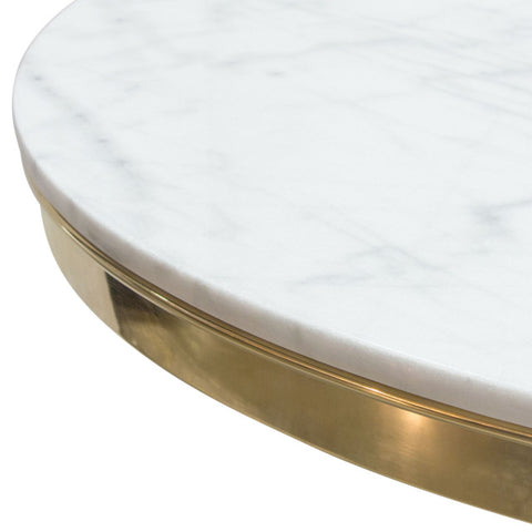 60" Round White Genuine Marble Top Dining Table and Gold Spiral Spoked Base By Diamond Sofa