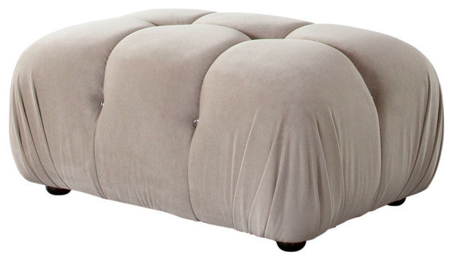Paloma Rectangle Ottoman in Mink Tan Velvet By Diamond Sofa