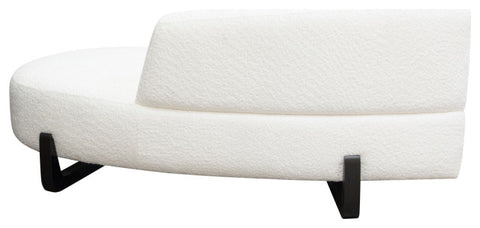 Vesper Curved Armless Right Chaise, Faux White Shearling, Black Wood Leg Base By Diamond Sofa