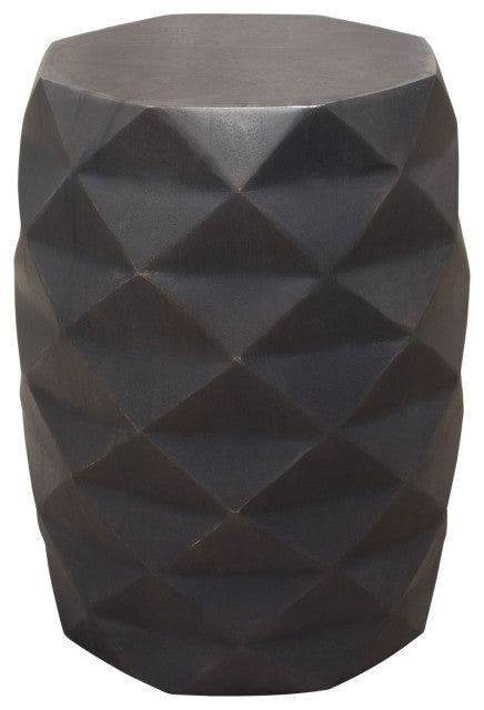 Fig Solid Mango Wood Accent Table in Grey Finish Geometric Motif By Diamond Sofa