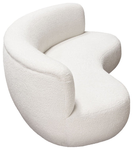 Simone Curved Sofa, White Faux Sheepskin Fabric By Diamond Sofa